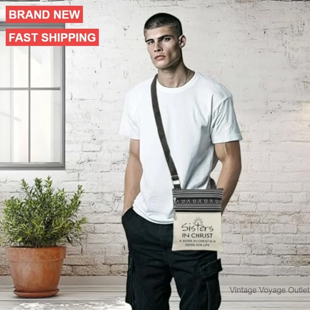 Adjustable Crossbody Bag with Dual Compartments, Lightweight Polyester